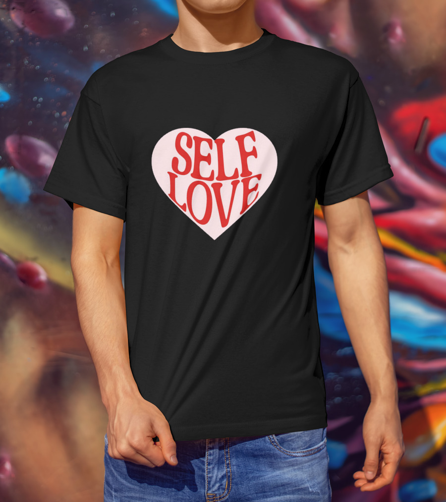 SELF LOVE Heart Retro Bold Typography T-Shirt