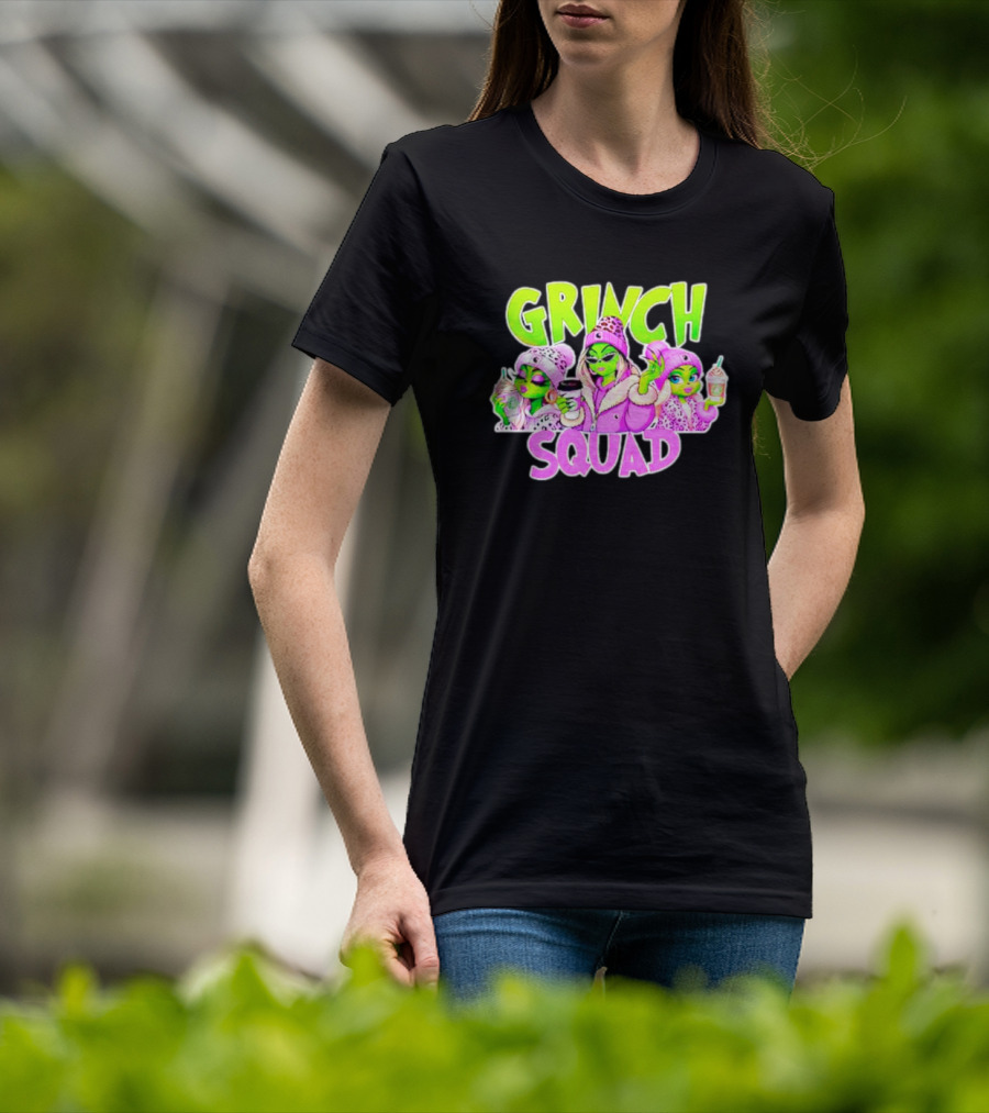 Grinch Squad Boujee Leopard Purple Alien Trio T-Shirt