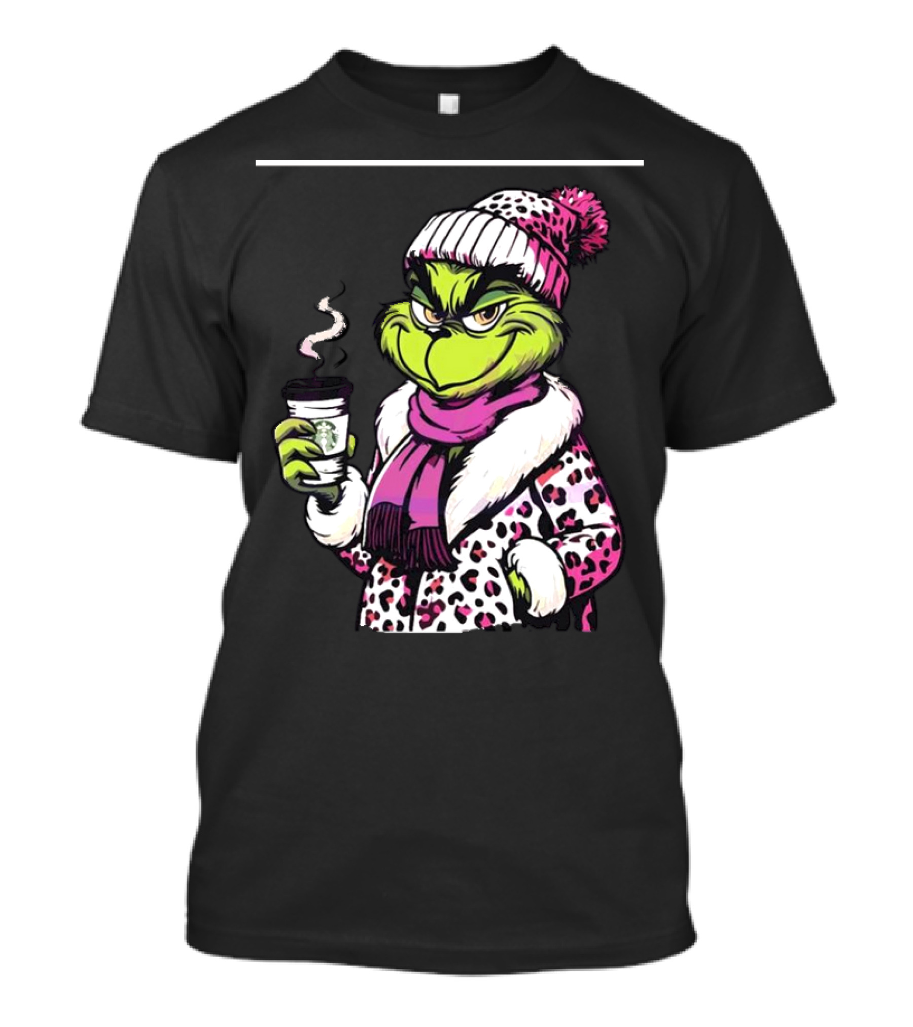 Grinchy And Bougie In Pink Leopard With Coffee Cup T-Shirt