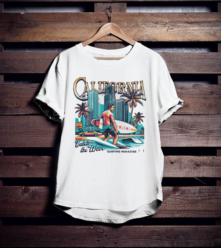 California Catch The Waves Surfing Paradise Miami T-Shirt