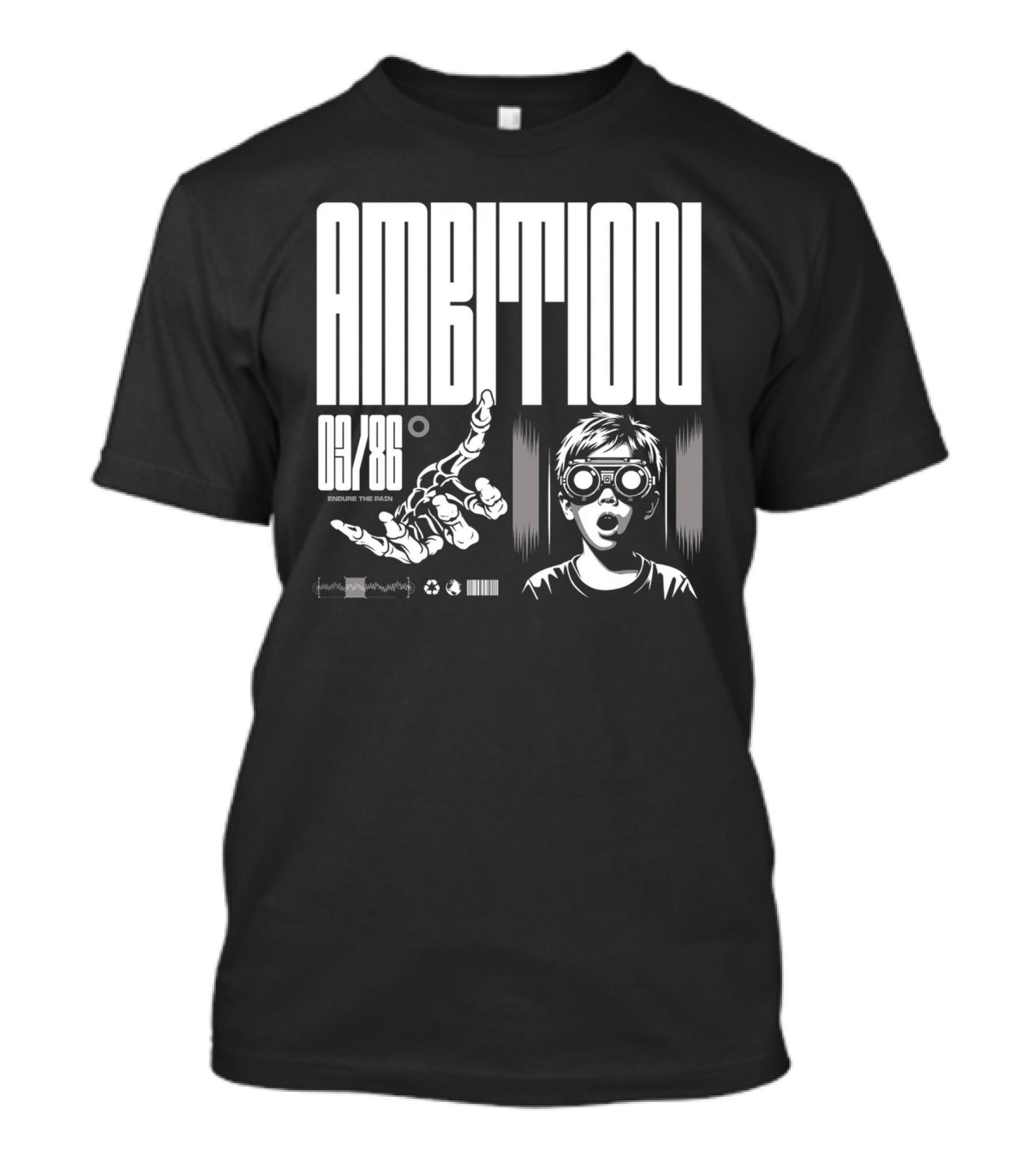 AMBITION 03/86 Embrace The Dawn Child With Goggles And Robotic Hand T-Shirt