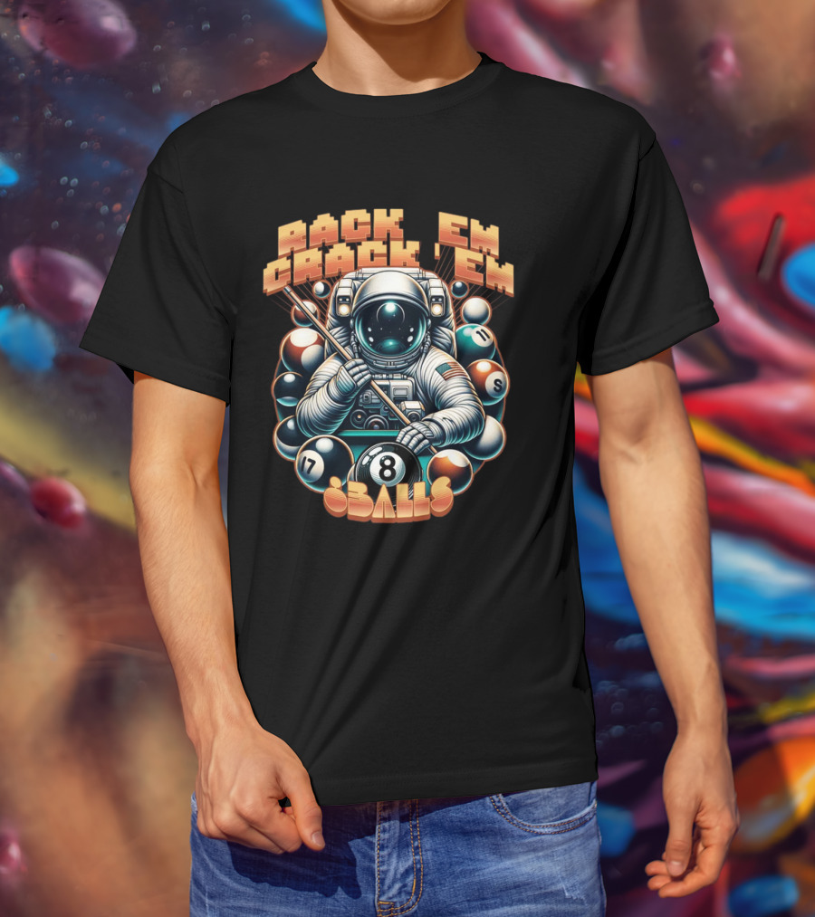 Rack 'Em Crack 'Em 8 Balls Astronaut T-Shirt