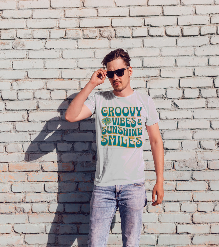 Groovy Vibes And Sunshine Smiles T-Shirt