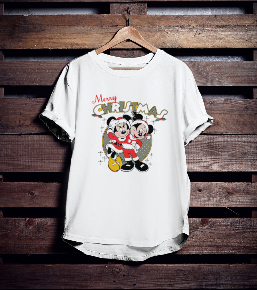 Disneyland Merry Christmas Mickey And Minnie T-Shirt