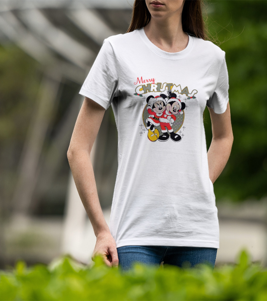Disneyland Merry Christmas Mickey And Minnie T-Shirt