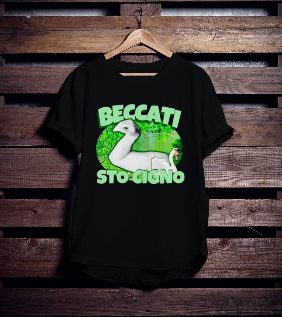 Beccati Sto Cigno Goose Meme - Italian Humor With Green Lake Background T-Shirt
