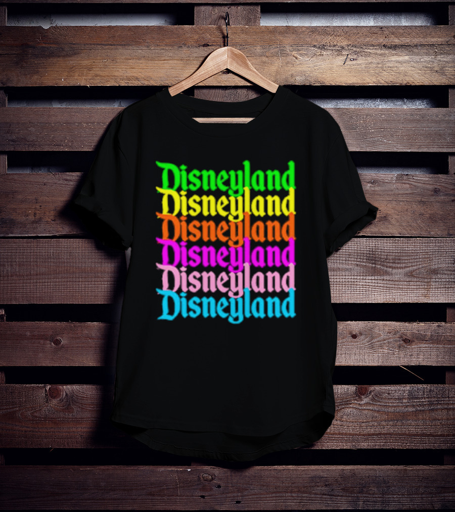 Disneyland Rainbow Multicolor Text Stacked T-Shirt