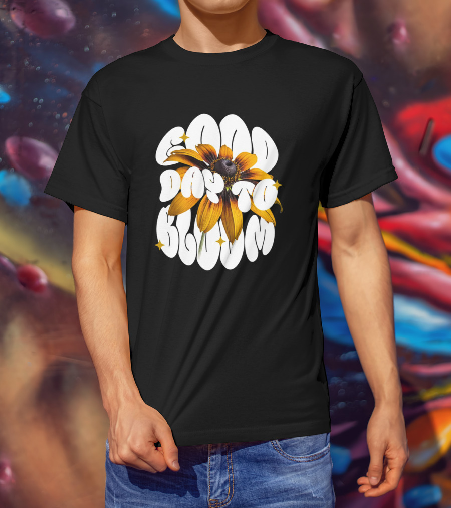 Good Day To Bloom Flower With Petals And Stars T-Shirt