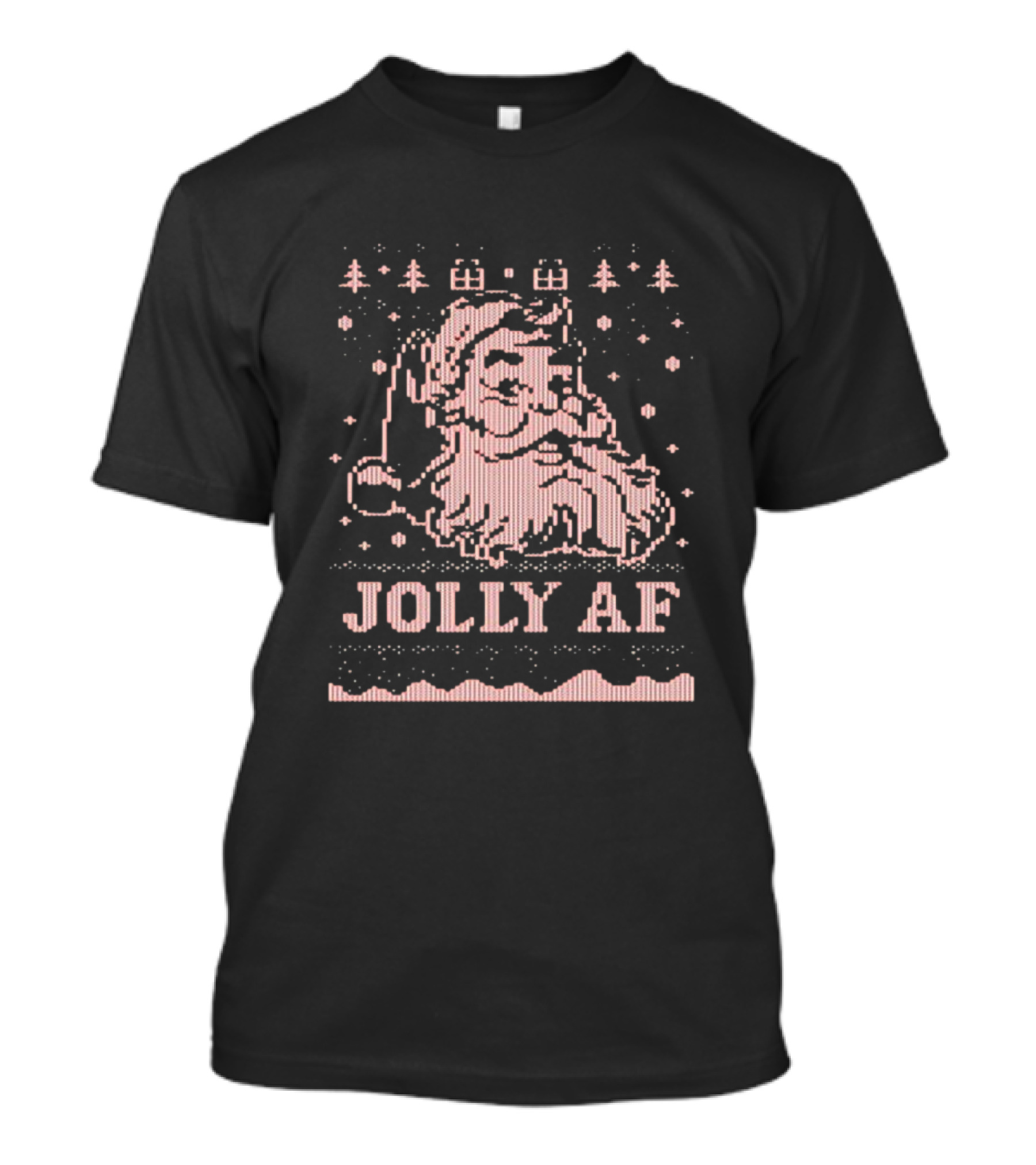 Jolly AF Santa Pixel Art Christmas T-Shirt