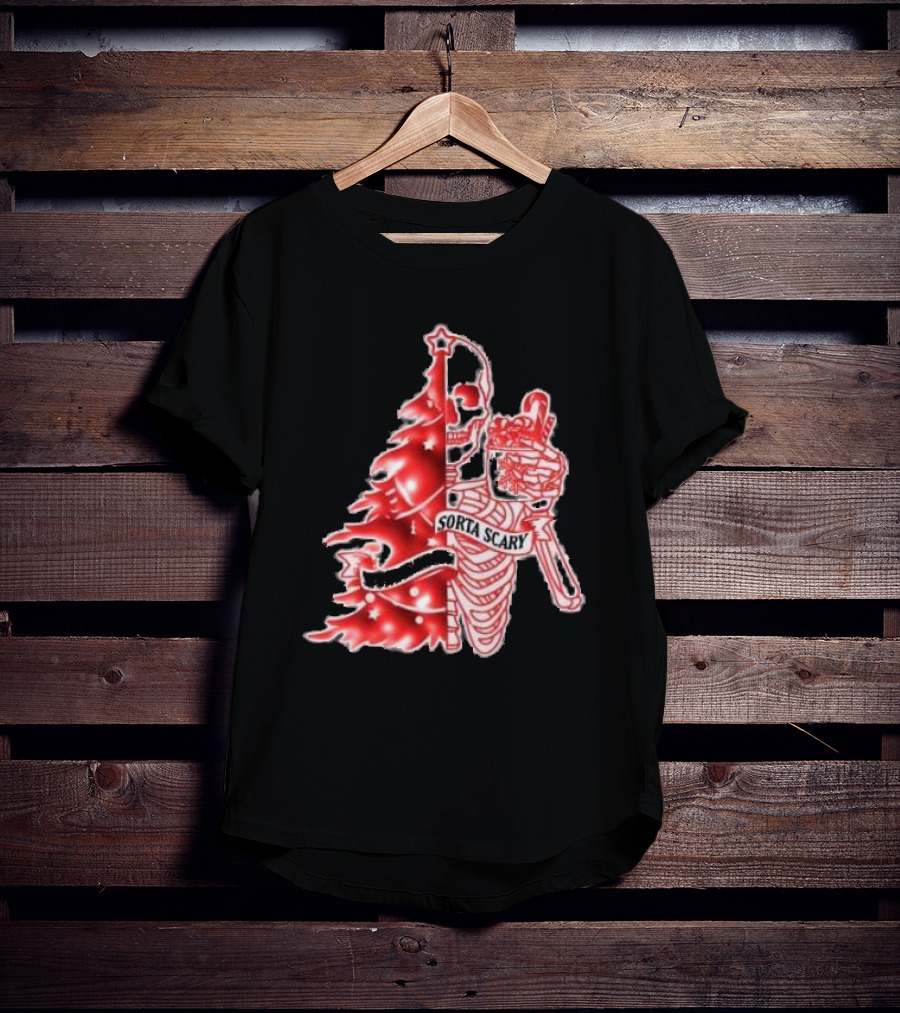 Skeleton Sorta Merry Sorta Scary Christmas Tree Splittinwigz T-Shirt