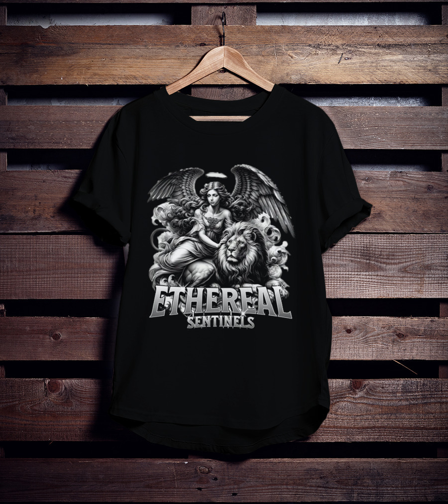 ETHEREAL SENTINELS Angel And Lion T-Shirt