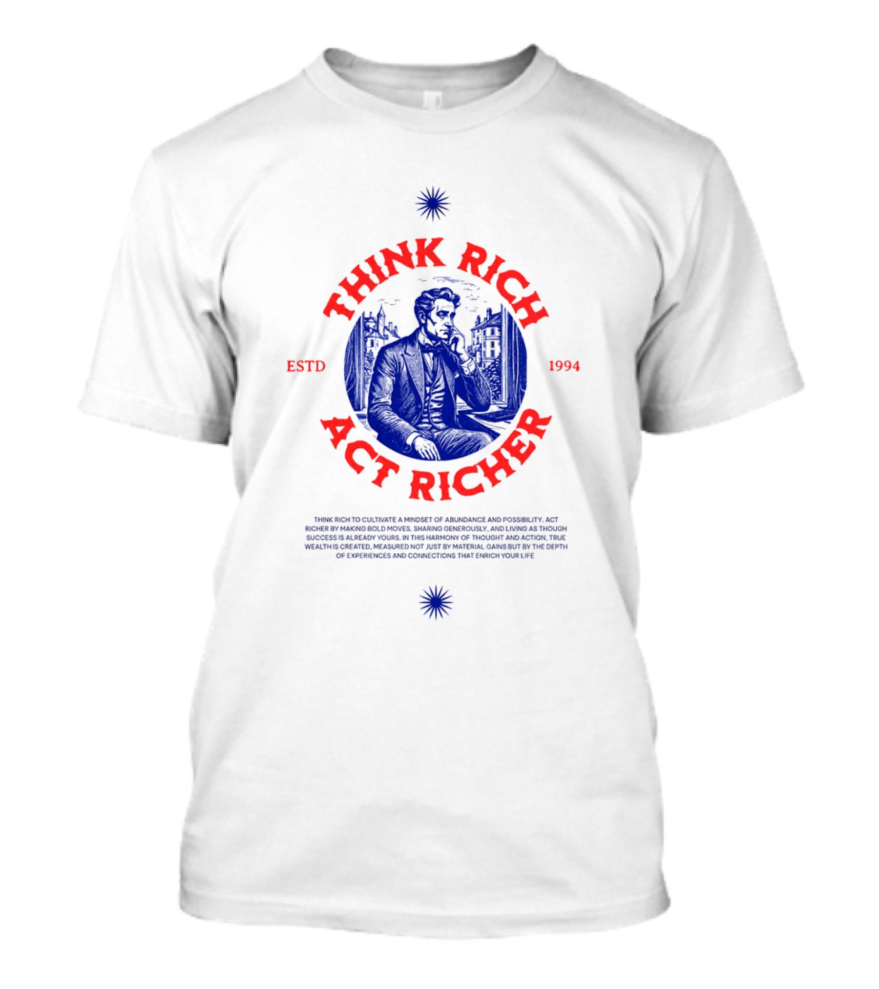 THINK RICH ACT RICHER ESTD 1994 T-Shirt