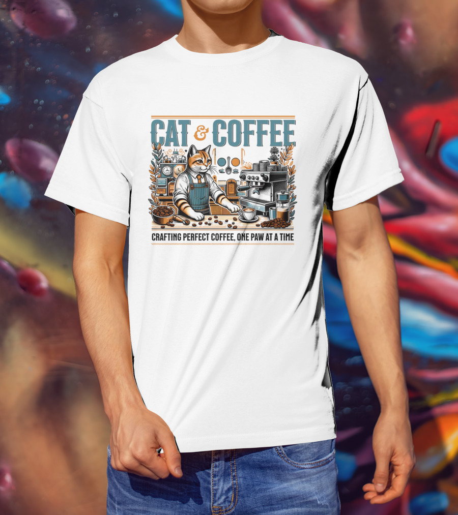 CAT And COFFEE Crafting Perfect Coffee One Paw At A Time T-Shirt