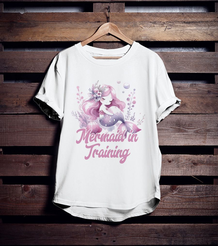 Mermaid In Training Customizable Kids Mermain T-Shirt