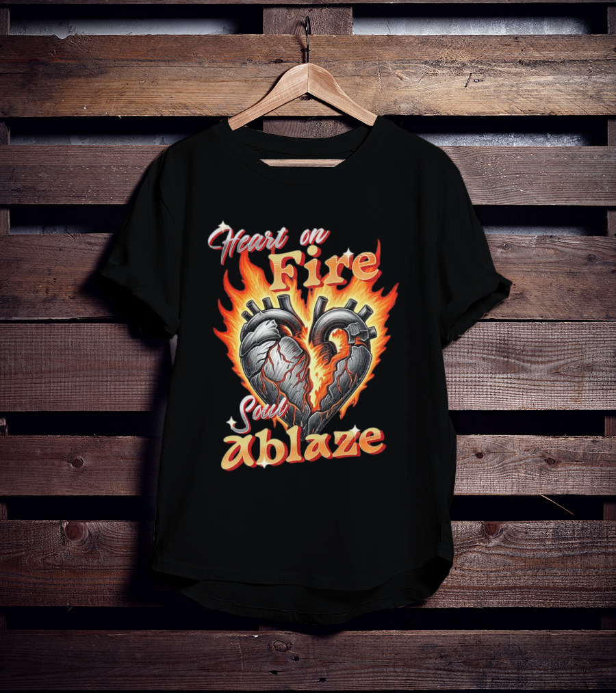 Heart On Fire Soul Ablaze Fiery Heart T-Shirt