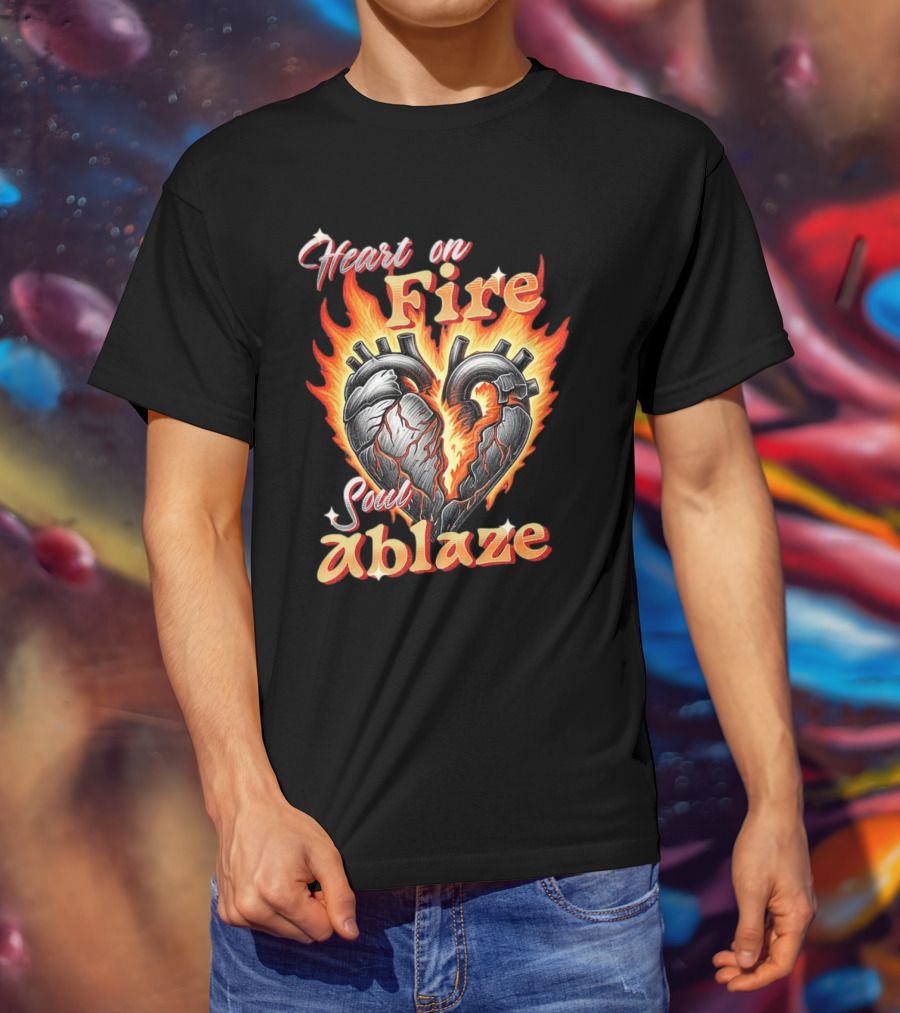 Heart On Fire Soul Ablaze Fiery Heart T-Shirt