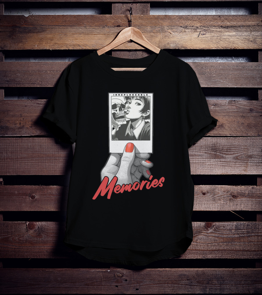 Irreplaceable Memories Polaroid With Skull Kiss T-Shirt