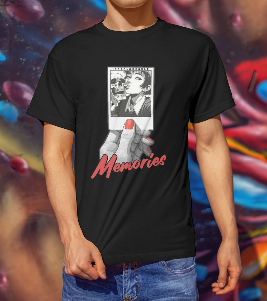 Irreplaceable Memories Polaroid With Skull Kiss T-Shirt