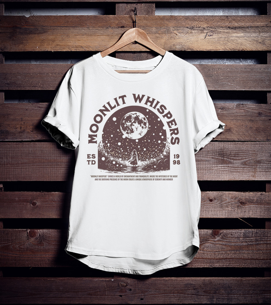 Moonlit Whispers ESTD 1998 Enchantment Serenity Wonders T-Shirt