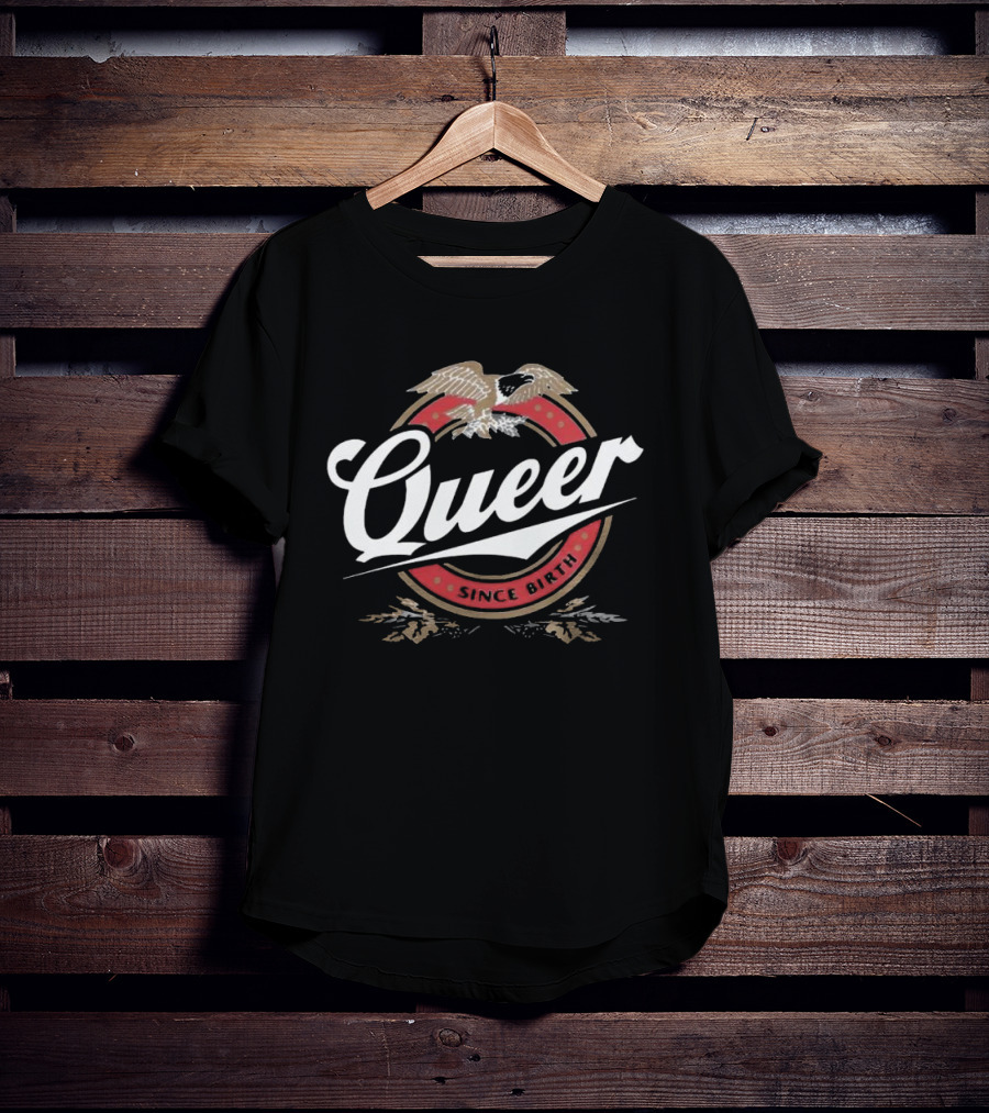 Queer Since Birth Retro Eagle Emblem T-Shirt