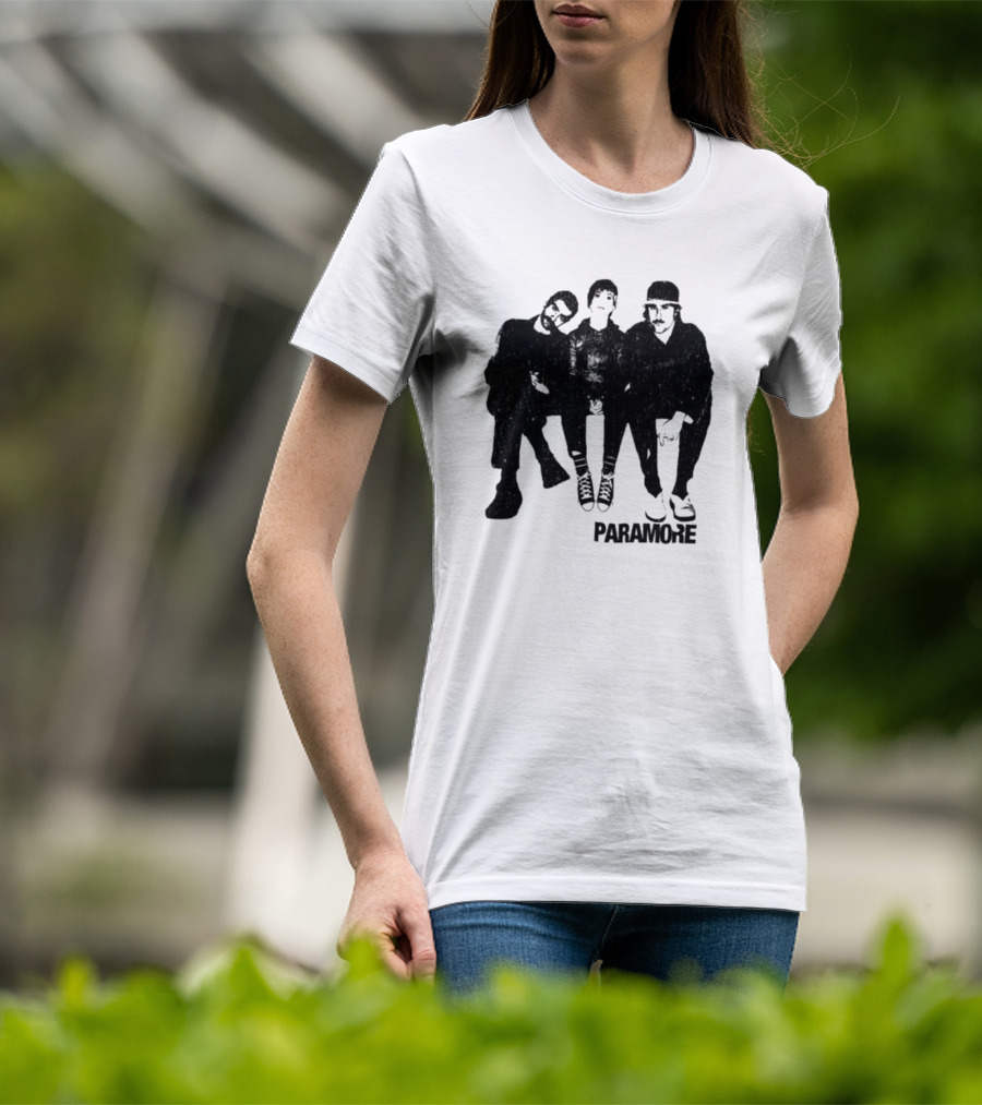 Paramore Music Group Trio Black And White Photo Boyfriend Fit Girls T-Shirt