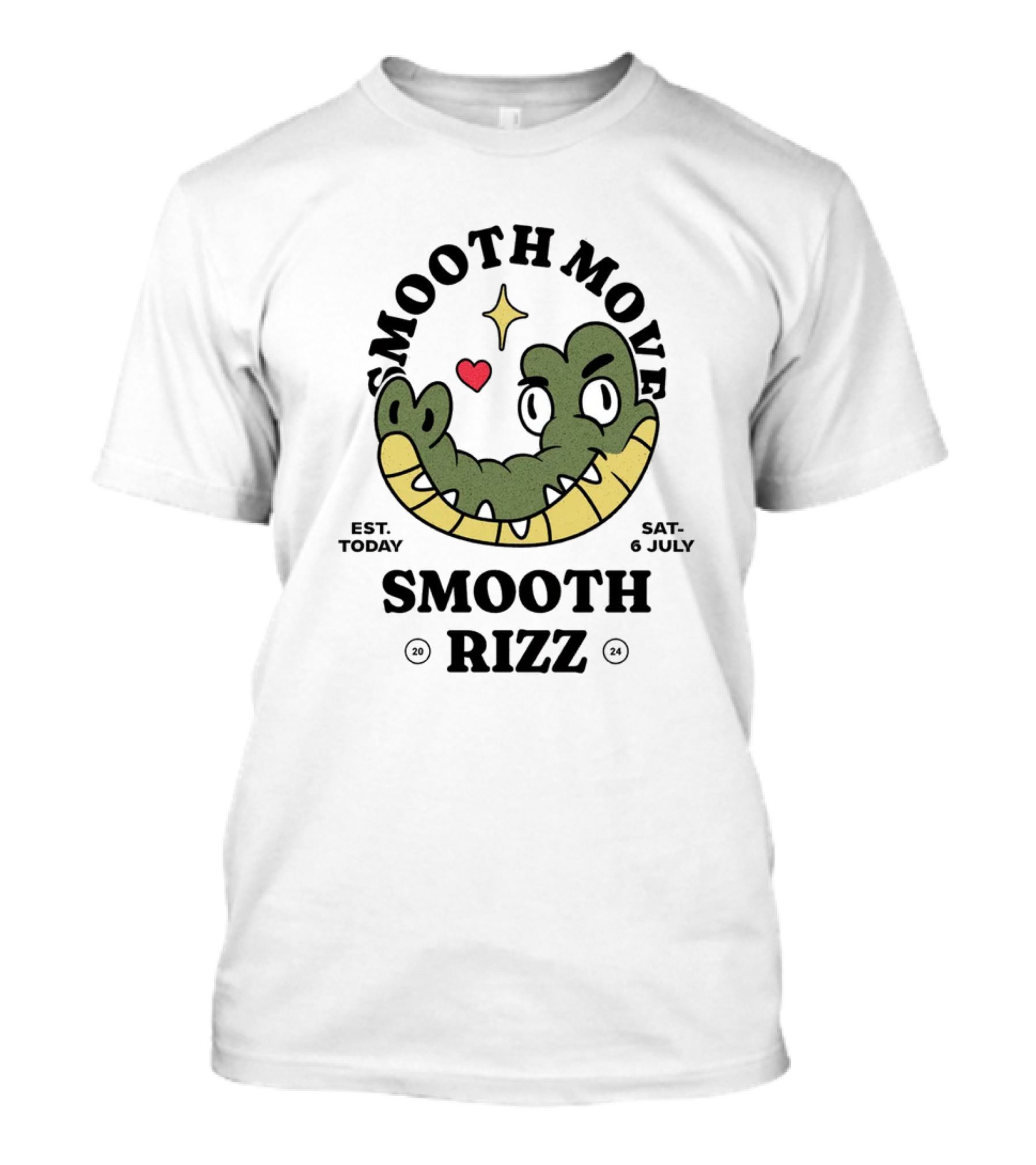 Smooth Move Smooth Rizz Crocodile Heart Est. Today Sat. 6 July T-Shirt