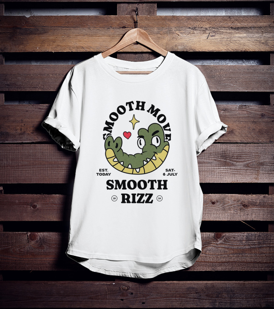 Smooth Move Smooth Rizz Crocodile Heart Est. Today Sat. 6 July T-Shirt