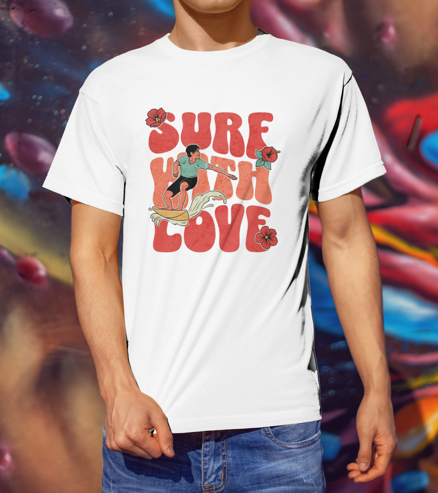 Surf With Love Hibiscus Wave Rider T-Shirt