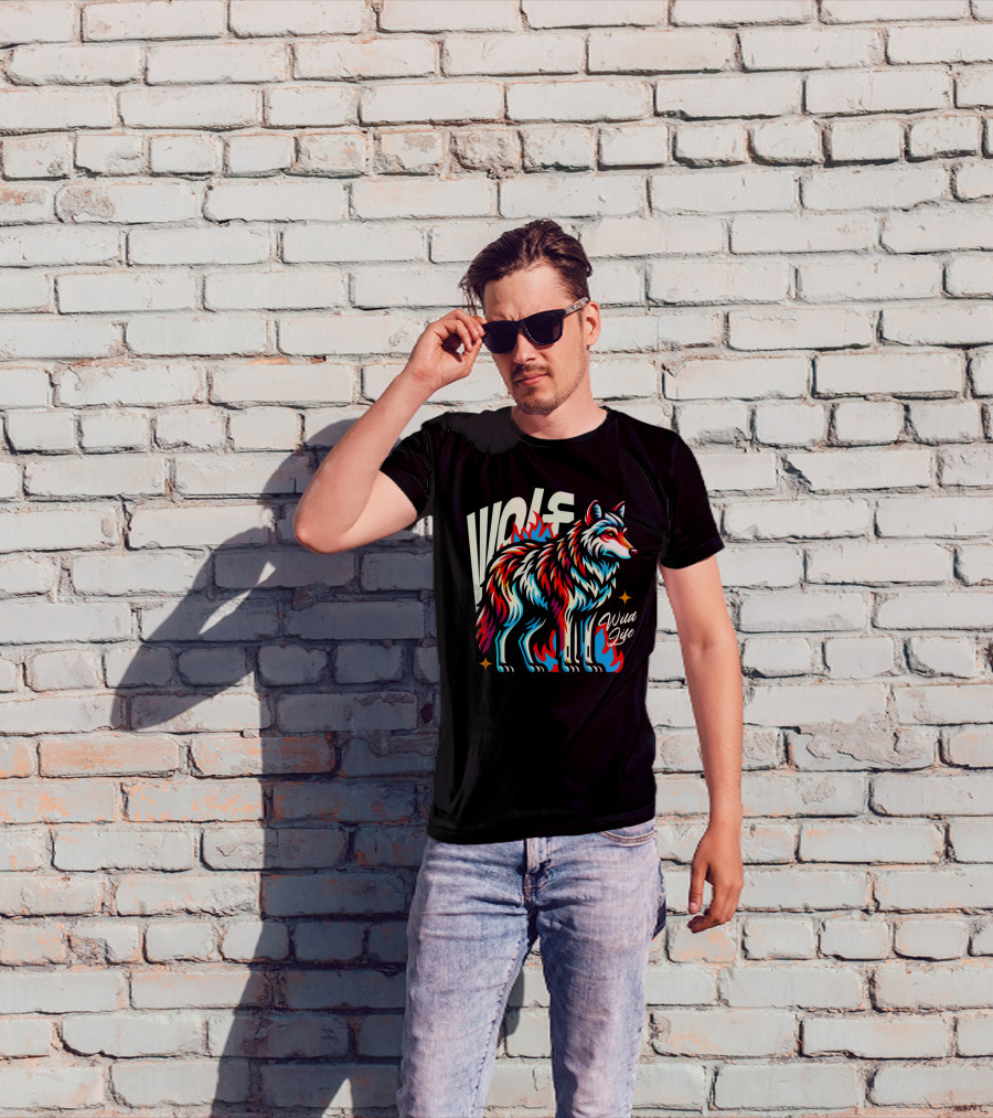 WOLF Wild Life Vivid Colorful Wolf T-Shirt