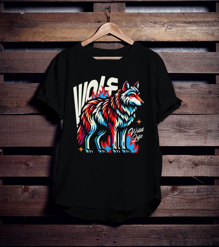 WOLF Wild Life Vivid Colorful Wolf T-Shirt