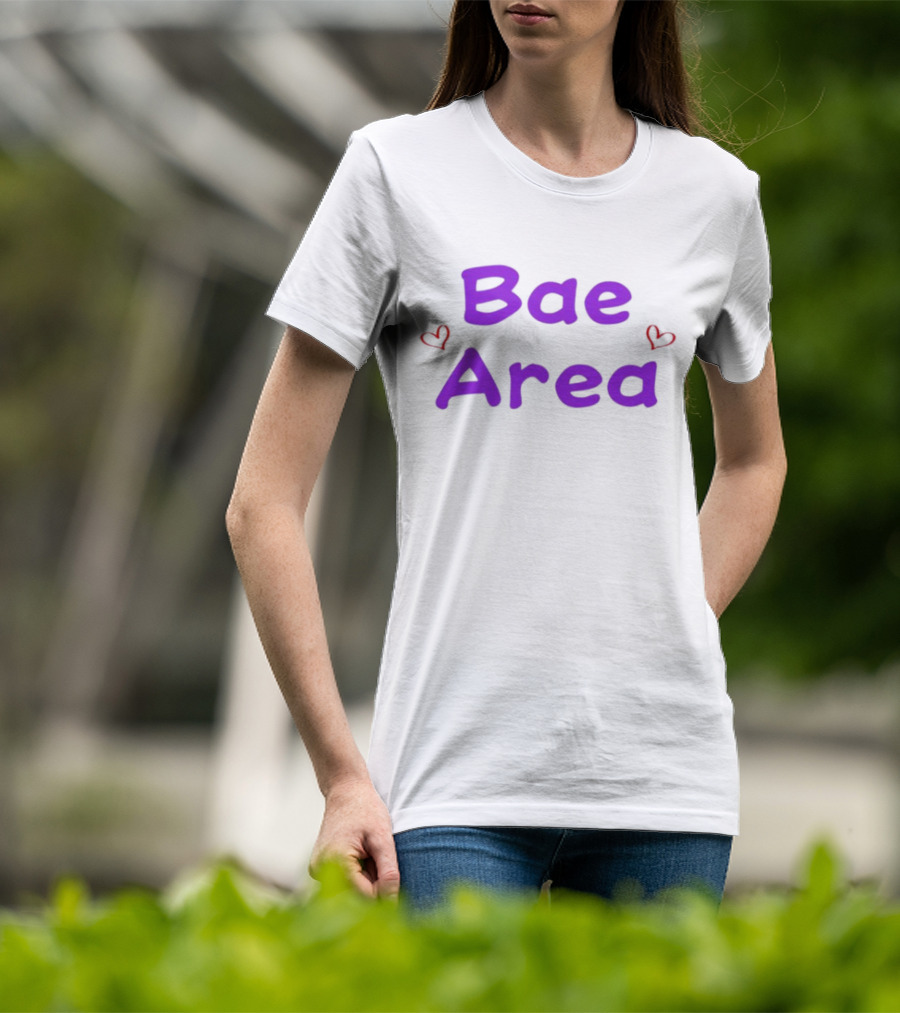 Bae Area Purple Text With Red Hearts T-Shirt