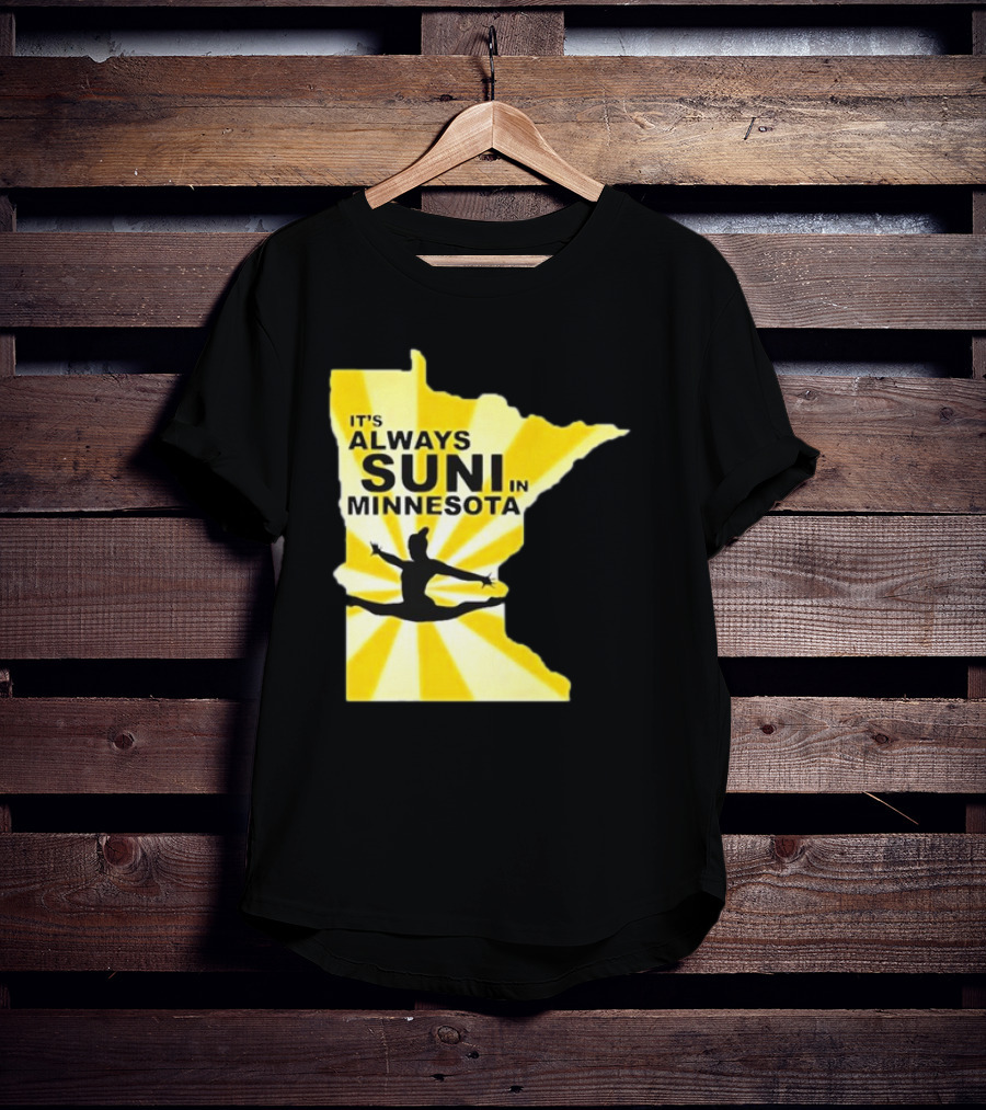 It's Always Suni In Minnesota Gymnastics Silhouette State Outline T-Shirt
