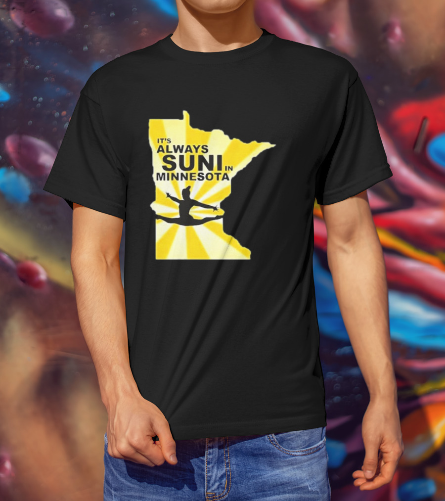 It's Always Suni In Minnesota Gymnastics Silhouette State Outline T-Shirt