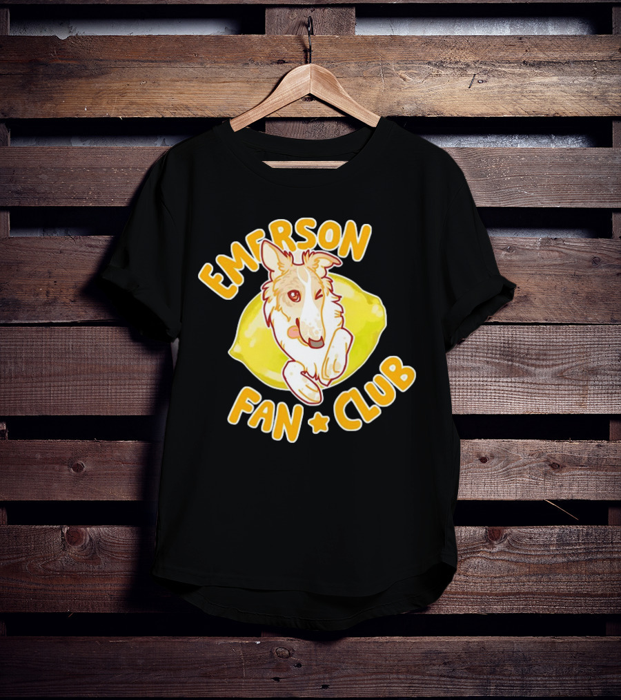 Emerson Fan Club Cute Collie Dog With Lemon T-Shirt