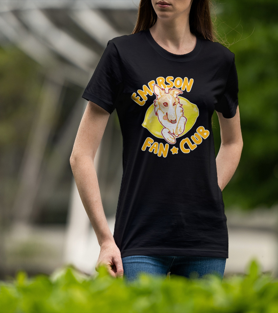 Emerson Fan Club Cute Collie Dog With Lemon T-Shirt