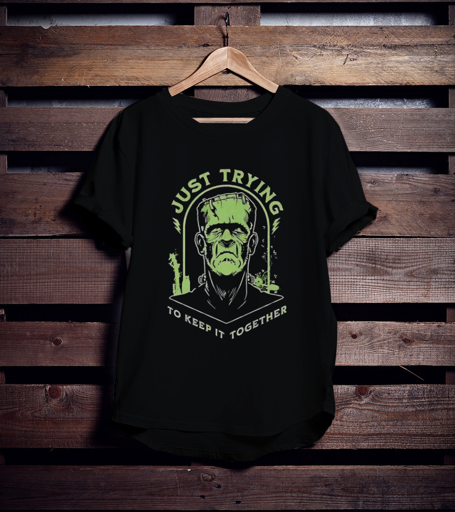 Frankenstein Just Trying To Keep It Together Retro Vintage Horror T-Shirt