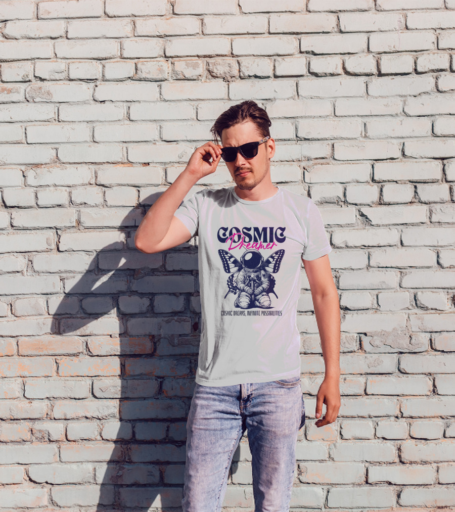 Cosmic Dreamer Infinite Possibilities Astronaut Butterfly Wings T-Shirt