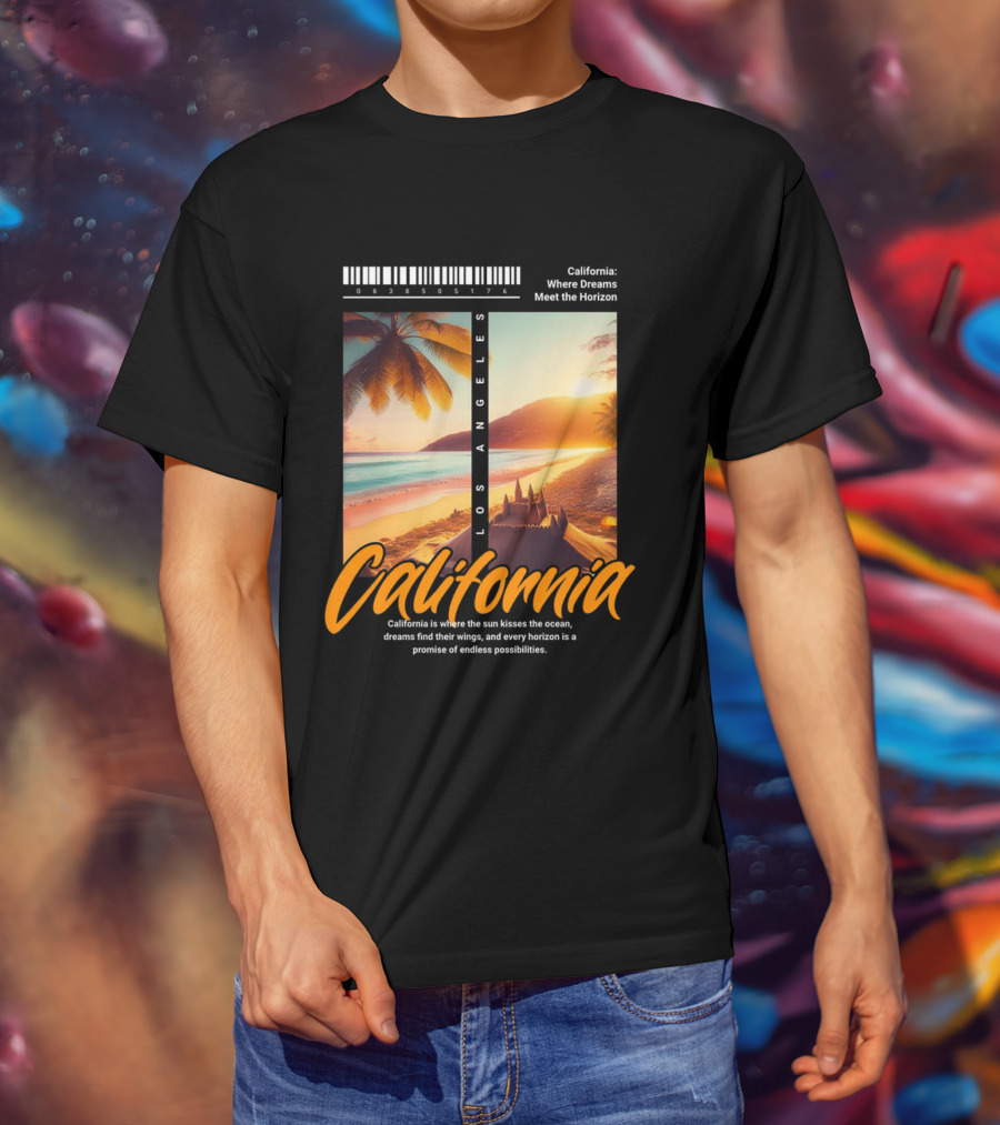Los Angeles California Where Dreams Meet The Horizon Ocean Sunset T-Shirt
