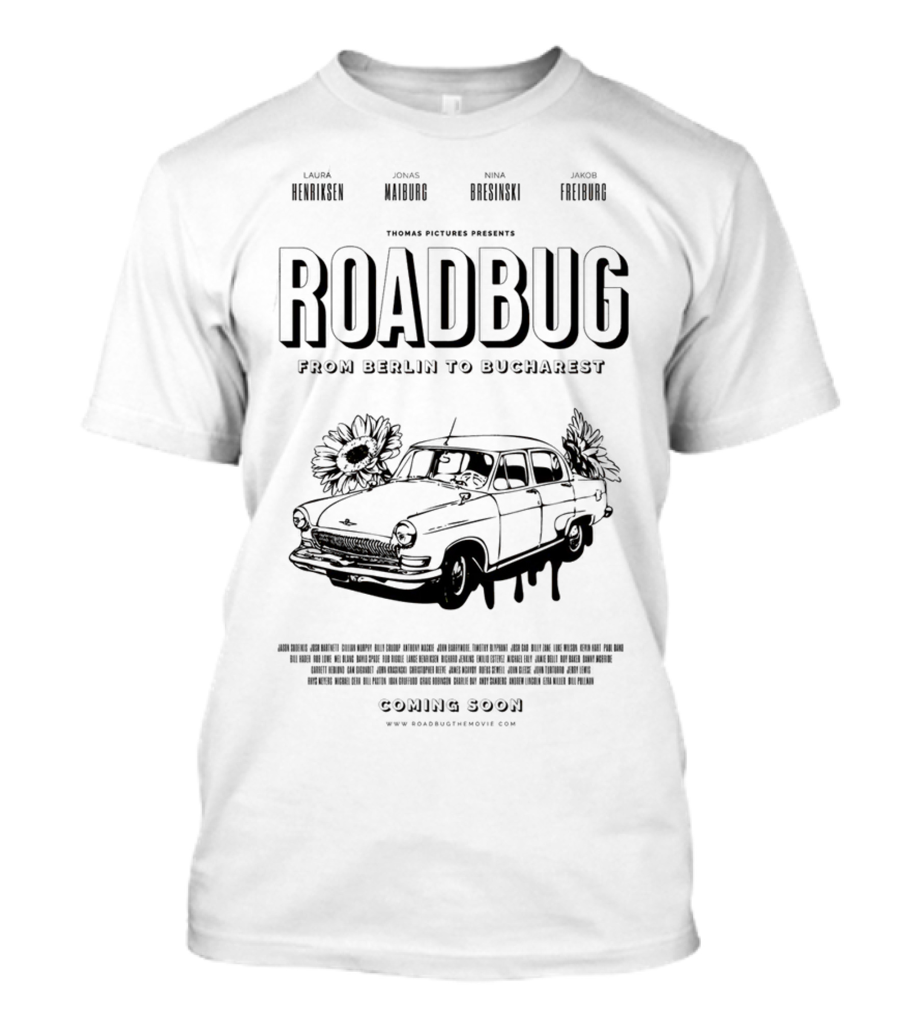 Roadbug From Berlin To Bucharest Thomas Pictures Presents Classic Car Movie T-Shirt