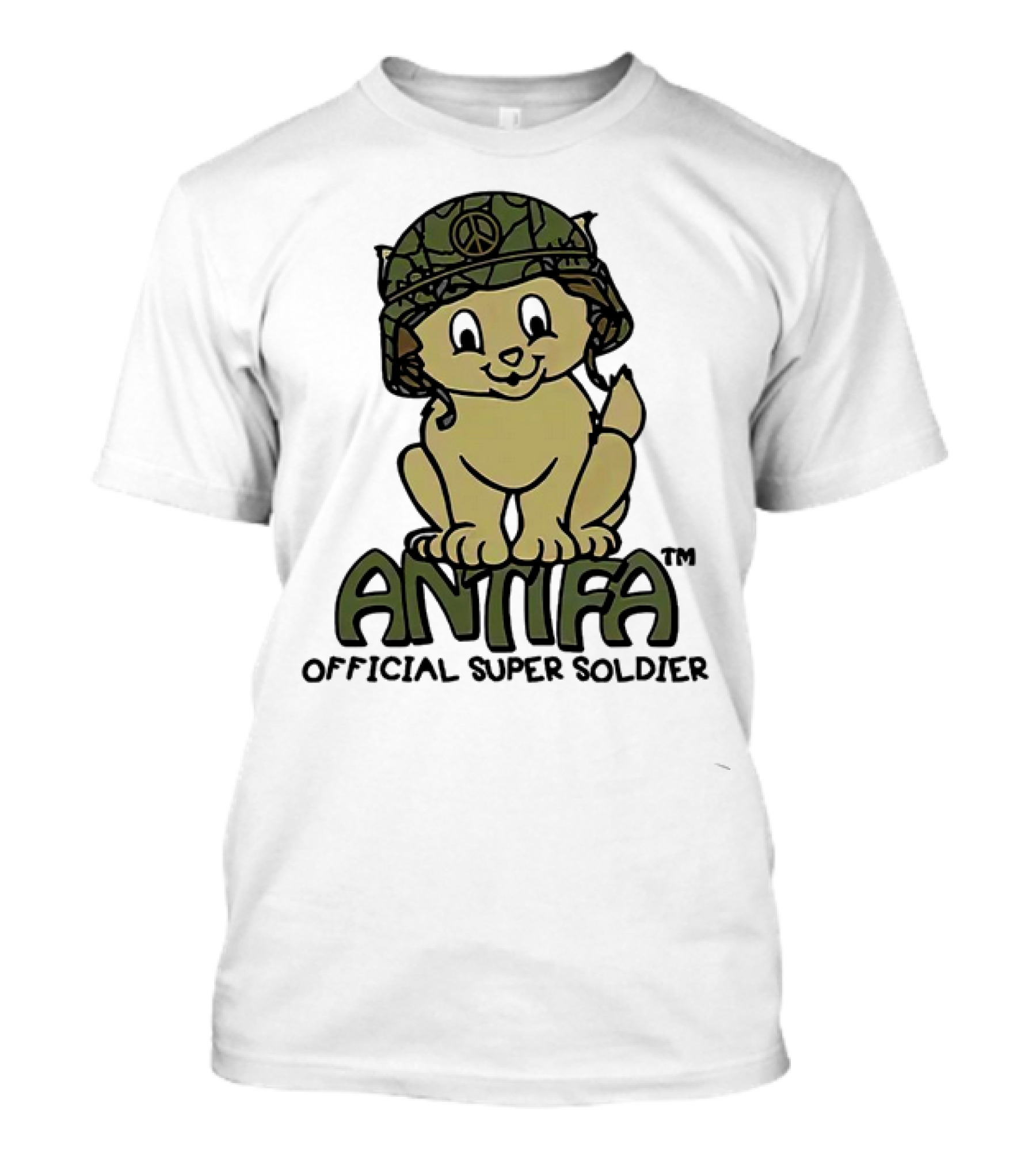 Antifa Super Soldier Peace Helmet Kitten T-Shirt