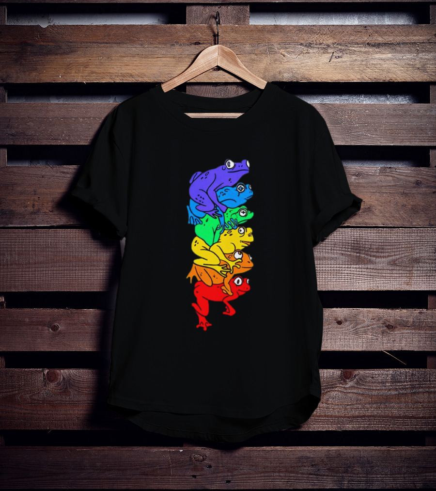 Rainbow Gay Frog Stack T-Shirt