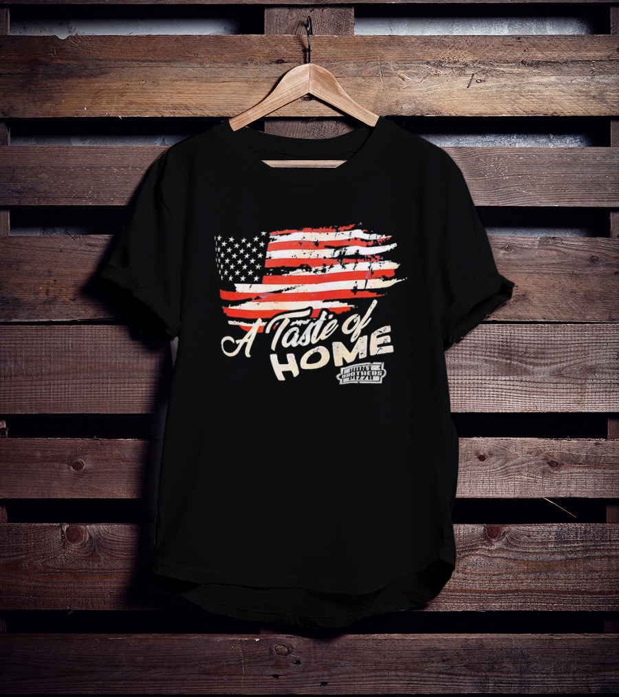 USA Flag A Taste Of Home Johnny Carino's Pizza T-Shirt
