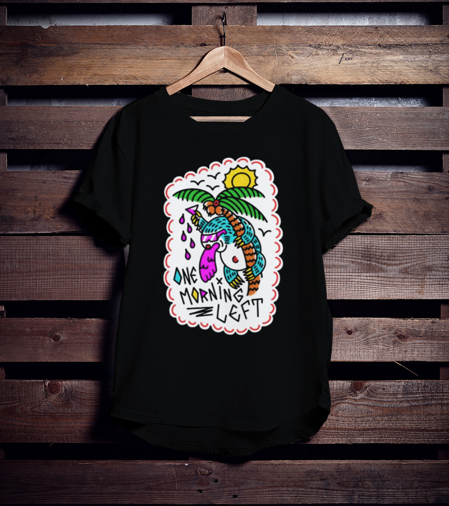 One Morning Left Palm Sloth Tropical Sunset Vibes T-Shirt