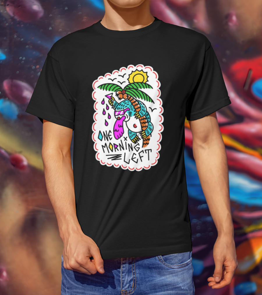 One Morning Left Palm Sloth Tropical Sunset Vibes T-Shirt