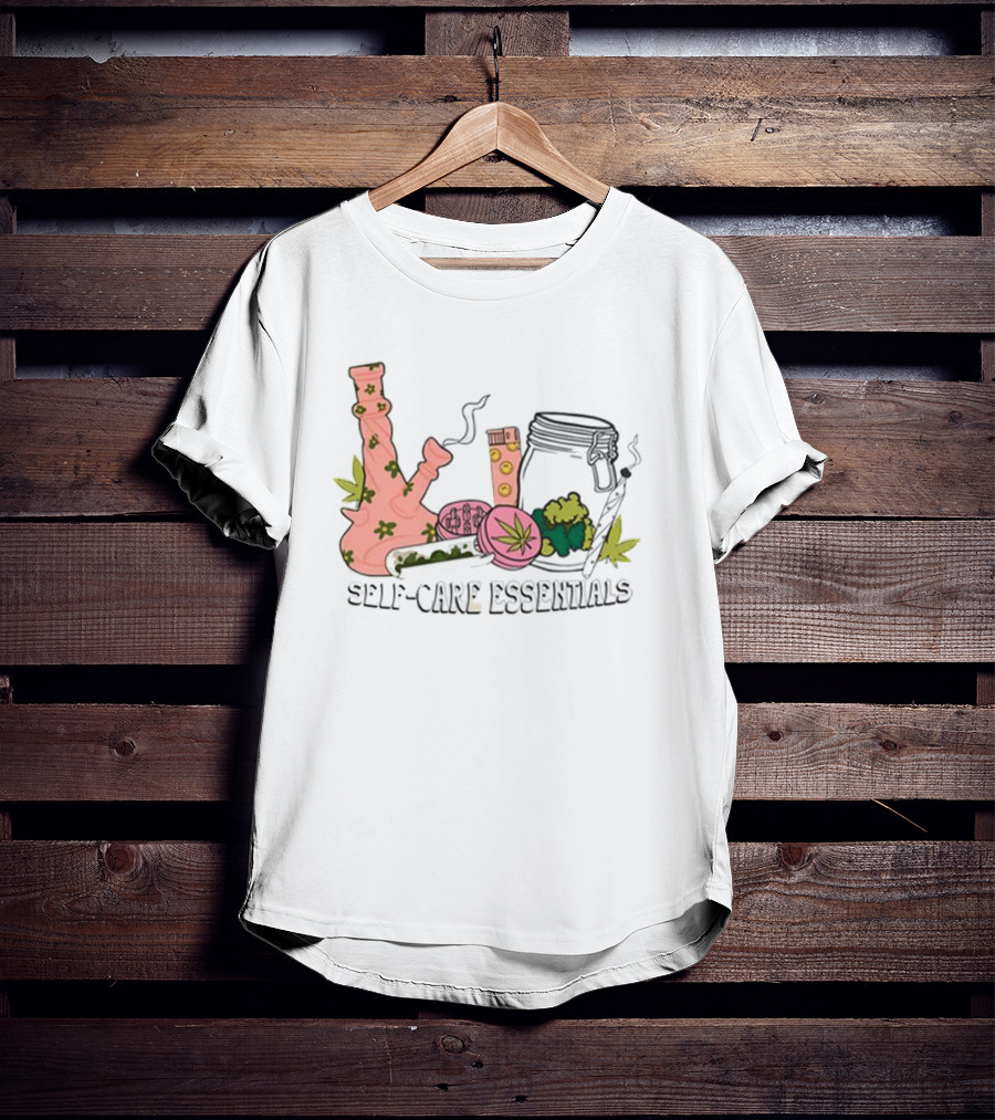 Cannabis-Inspired Self-Care Essentials With Floral Pink Bong Collection T-Shirt