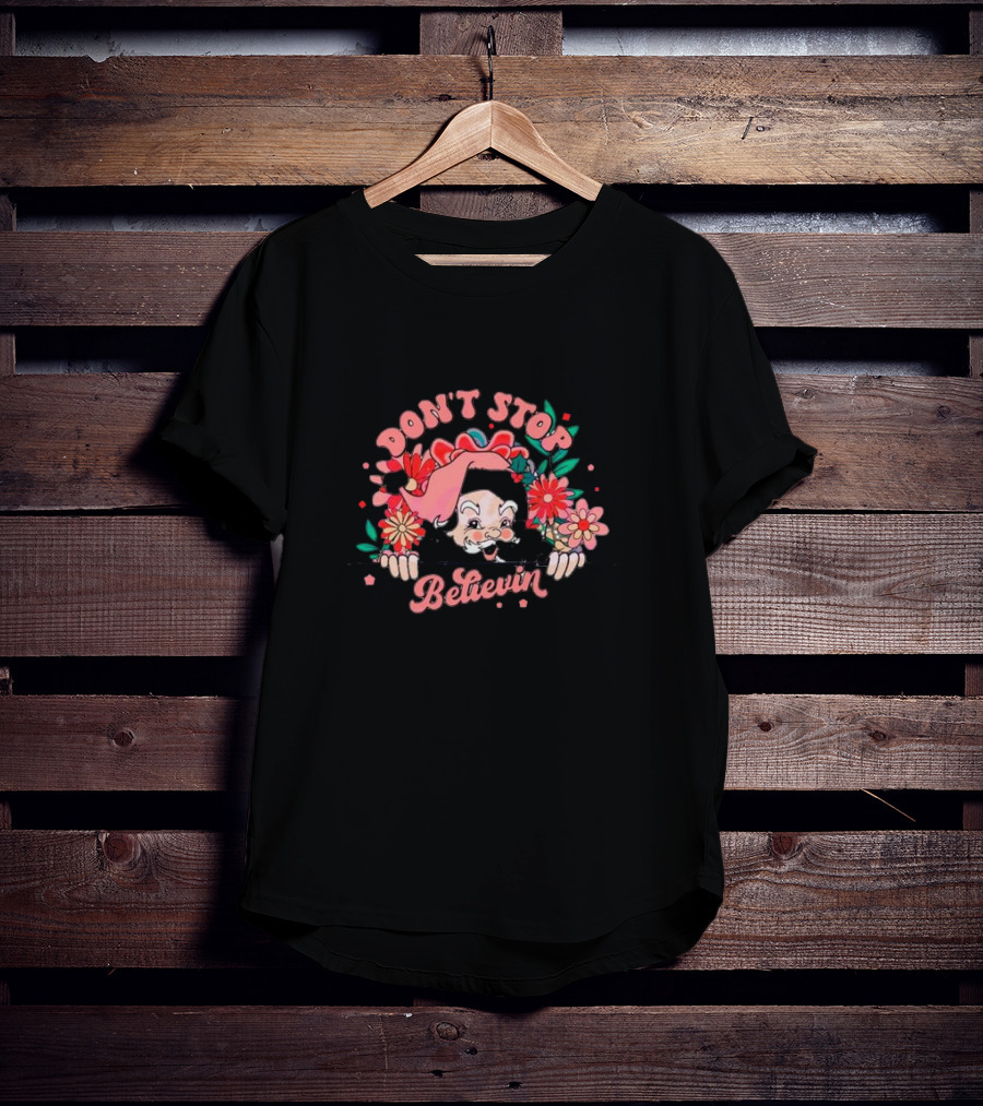Don't Stop Believin Floral Santa Blossoms T-Shirt