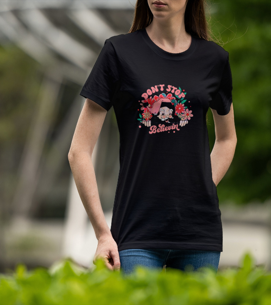 Don't Stop Believin Floral Santa Blossoms T-Shirt