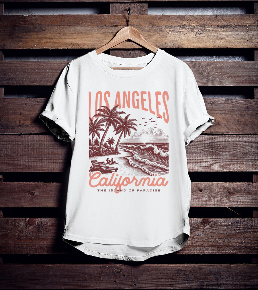 Los Angeles California The Island Of Paradise Vintage Beach T-Shirt