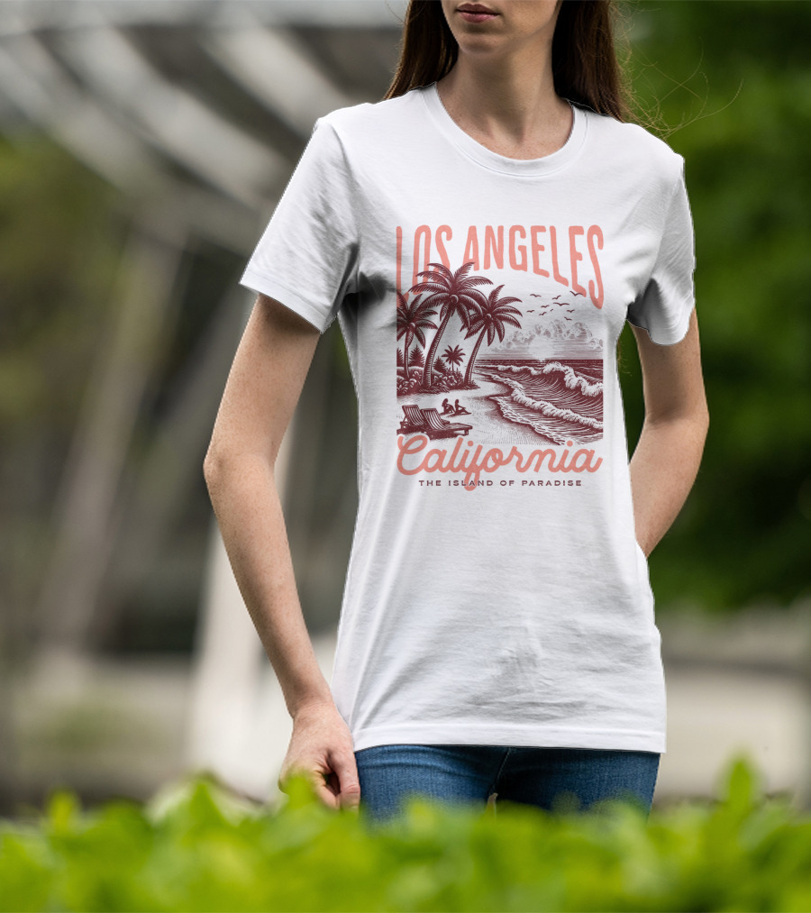 Los Angeles California The Island Of Paradise Vintage Beach T-Shirt