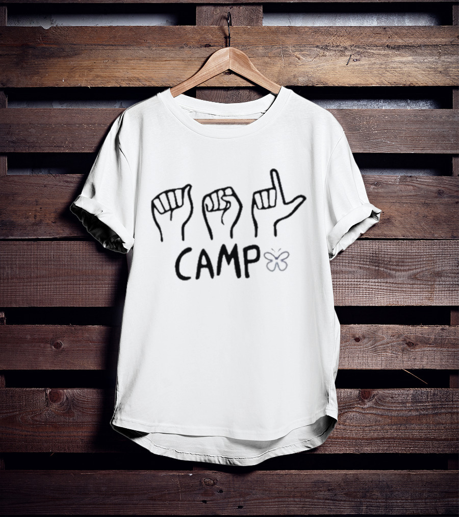 ASL Hand Signs Camp Butterfly Emblem T-Shirt